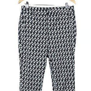 Adrianna Papell Ankle Pants 4 Black White Printed Stretch Office Workwear Women